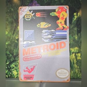 Nintendo Metroid Adventure Series Metal Sign- Gray and Red